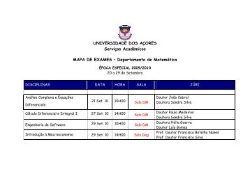 UNIVERSIDADE DOS AÃORES ServiÃ§os AcadÃ©micos MAPA DE ...