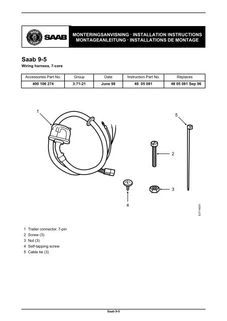 Saab 9 5 Trailer Wiring Diagram - Complete Wiring Schemas