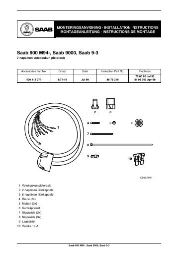 Saab 900 M94-, Saab 9000, Saab 9-3 - SaabDocs.com