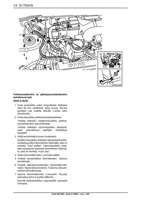 Saab 900 M94-, Saab 9-3 M98-, 4-syl., LHD - SaabDocs.com