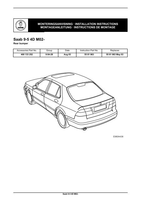 Saab 400133252 instructions in English - SaabDocs.com