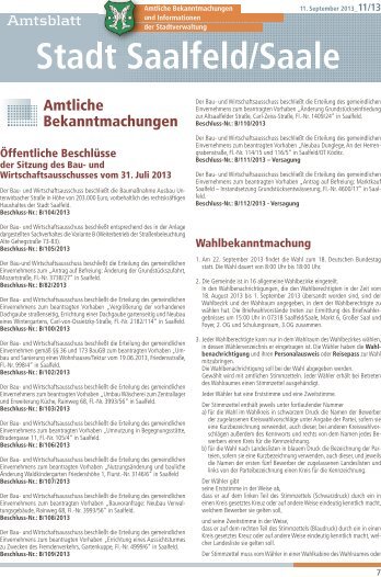 Amtsblatt Nummer 2013/11 - Saalfeld
