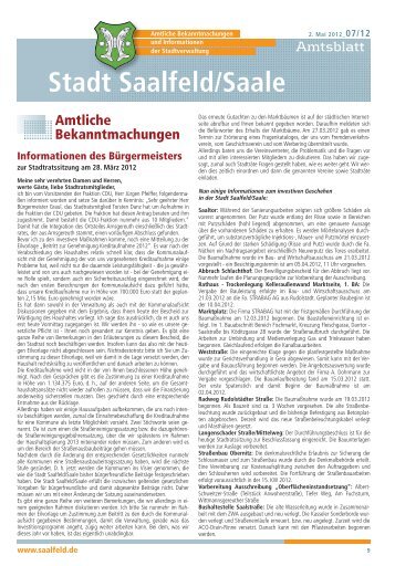 Amtsblatt Nummer 2012/07 - Saalfeld