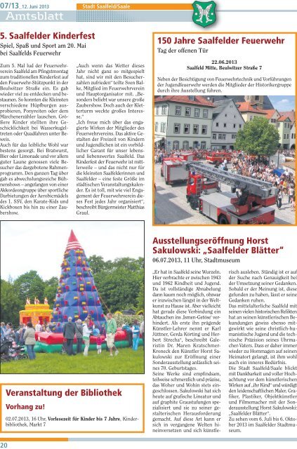 Amtsblatt Nummer 2013/07 - Saalfeld