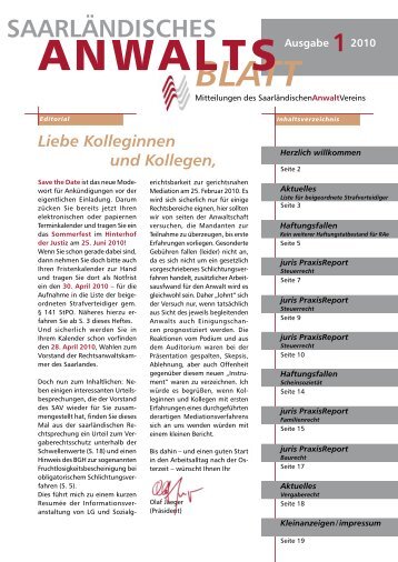 Download Anwaltsblatt 1/ 2010 - SAV SaarlÃ¤ndischer Anwaltverein