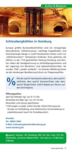 Freizeitflyer "Unterwegs mit dem saarVV" - Saarbahn GmbH