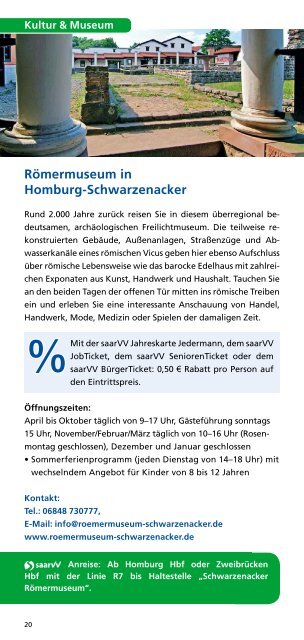 Freizeitflyer "Unterwegs mit dem saarVV" - Saarbahn GmbH