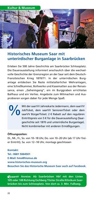 Freizeitflyer "Unterwegs mit dem saarVV" - Saarbahn GmbH