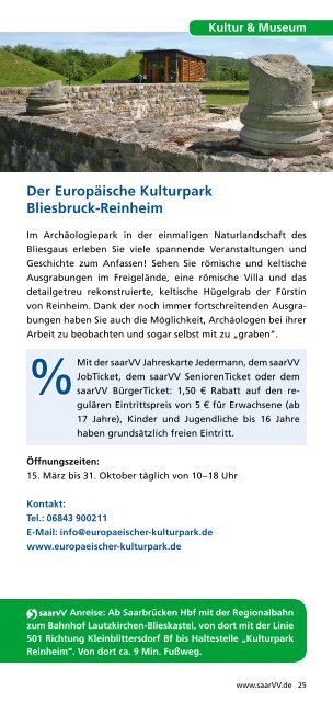 Freizeitflyer "Unterwegs mit dem saarVV" - Saarbahn GmbH