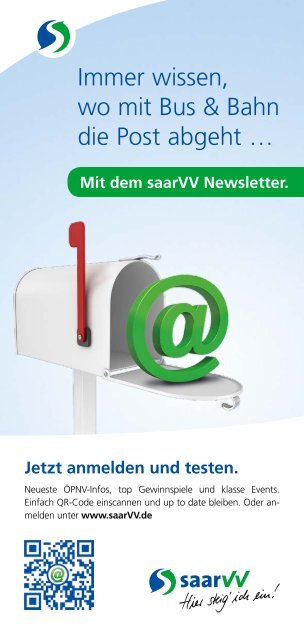 Freizeitflyer "Unterwegs mit dem saarVV" - Saarbahn GmbH