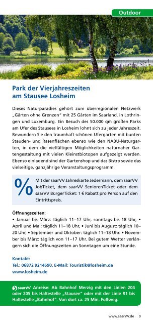 Freizeitflyer "Unterwegs mit dem saarVV" - Saarbahn GmbH