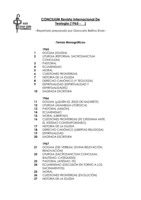 Concilium Revista Internacional De Teología 1965 - 