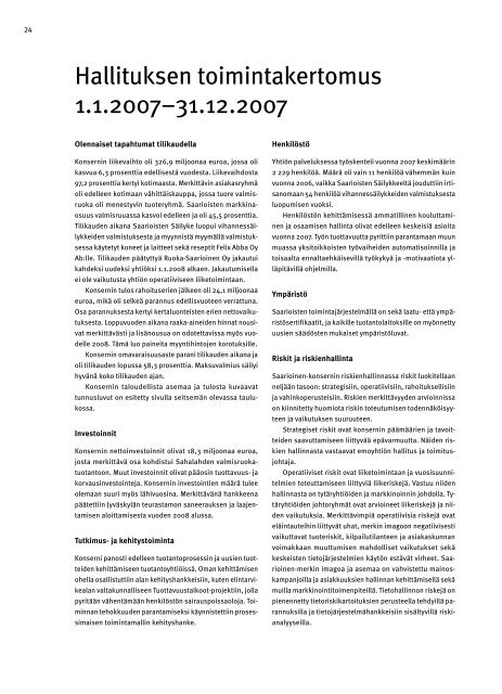 Vuosikertomus 2007 - Saarioinen