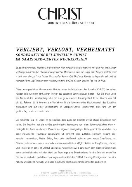 verliebt, verlobt, verheiratet sonderaktion bei ... - Saarpark Center