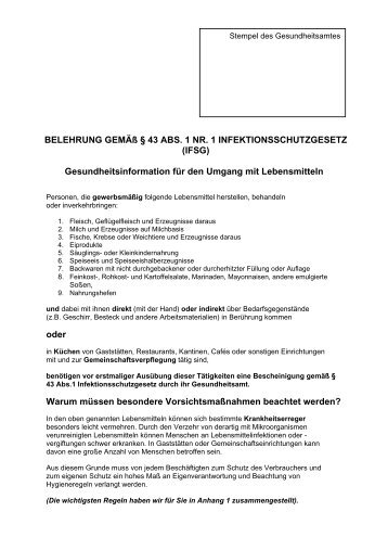 Muster-Belehrungsbogen gemÃ¤Ã Â§ 43 IfSG Abs.1 Nr.1