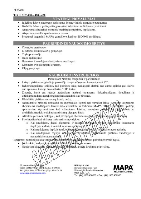 Instrukcija Vertimas. - SABELIJOS PREKYBA UAB