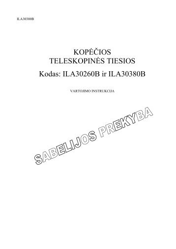 Instrukcija Vertimas. - Sabelijos prekyba