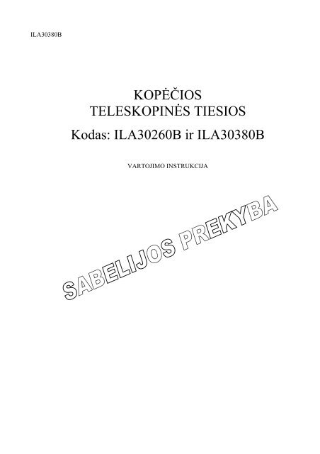 Instrukcija Vertimas. - Sabelijos prekyba