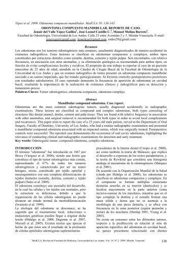 YÃ©pez et al. 2009. Odontoma compuesto mandibular. MedULA 18 ...