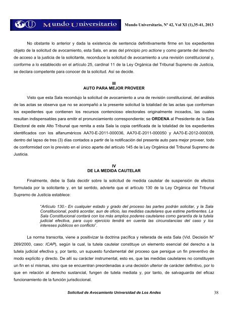 35 solicitud de avocamiento de la universidad de los andes