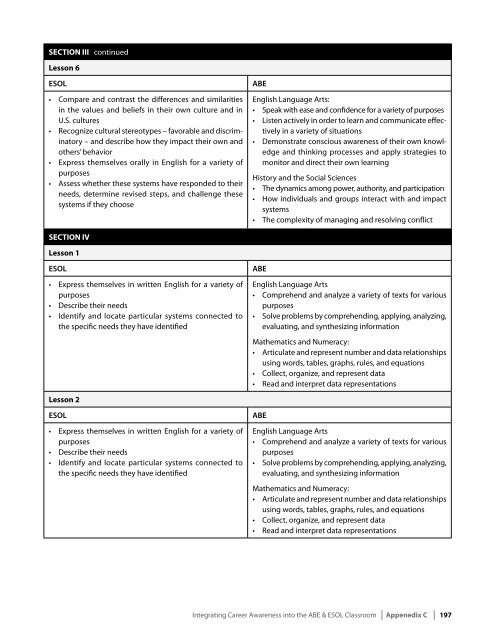 Integrating Career Awareness into the ABE/ESOL Classroom - SABES