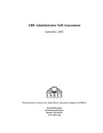 ABE Administrator Self-Assessment Survey - SABES