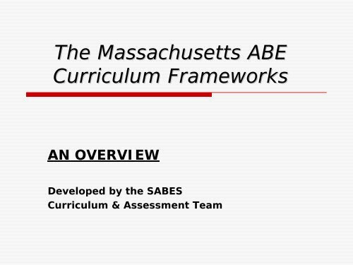 Introduction to the ABE Curriculum Frameworks - SABES