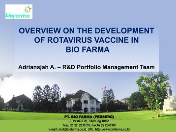 overview on the development of rotavirus vaccine in bio farma