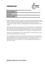 BitSafe Induction Form 2010/1 Induction Form - Sabita