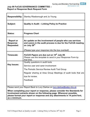 Quality in Audit - Surrey and Borders Partnership NHS Foundation ...