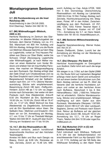 7/8 2005 SAC SEKTION AM ALBIS - SAC Sektion Albis
