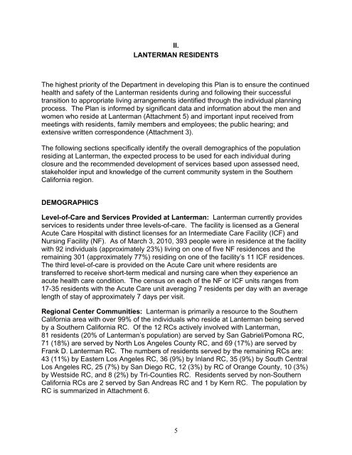 Plan for the Closure of Lanterman Developmental Center