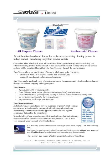 All Purpose Cleaner Antibacterial Cleaner - Sachets Ltd