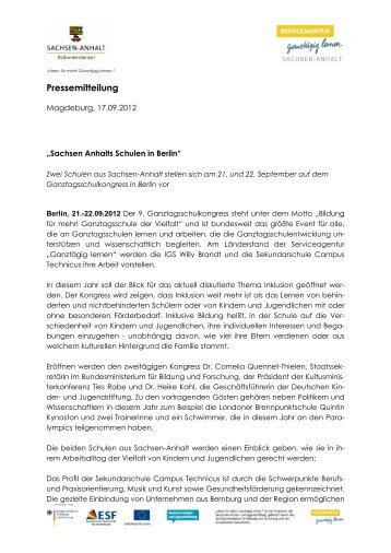 Sachsen-Anhalts Schulen auf GTS-Kongress in Berlin - GanztÃ¤gig ...