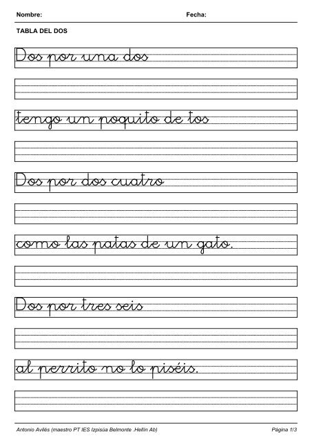 Ejercicios de escritura. Copia - Actiludis