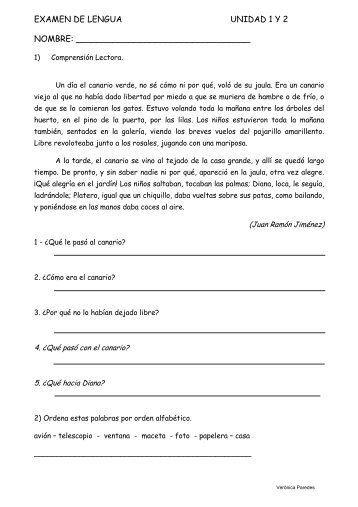 EXAMEN DE LENGUA UNIDAD 1 Y 2 NOMBRE: - Aula PT