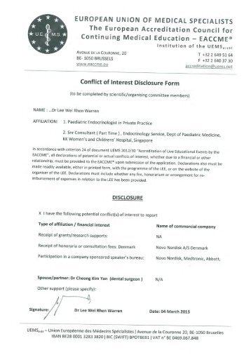 Conflict of Interest Disclosure Form - CODHy