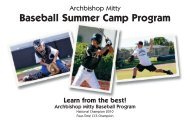 Baseball Summer Camp Program - Archbishop Mitty High School