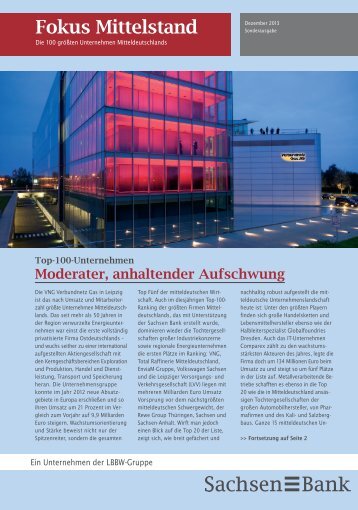 Die 100 größten Unternehmen Mitteldeutschlands - Sachsen Bank