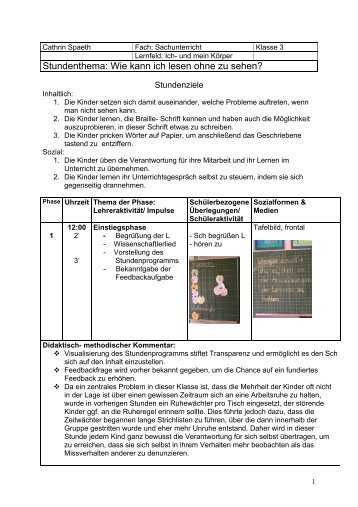 Braille-Schrift - Sachunterricht Petersen