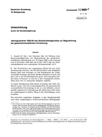 Jahresgutachten 1983/84 - SachverstÃ¤ndigenrat zur Begutachtung ...