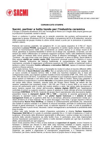 Comunicato stampa - Sacmi