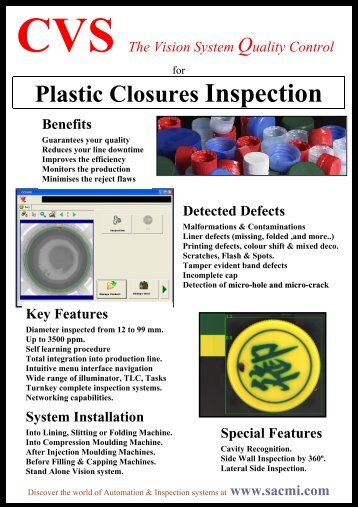 Plastic Closures Inspection System Installation - Sacmi