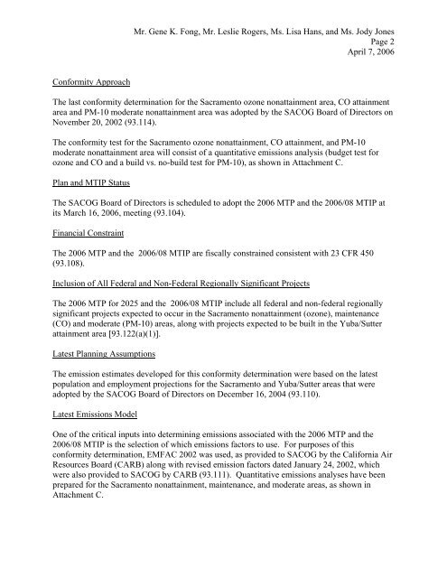 SACOG Conformity Determination