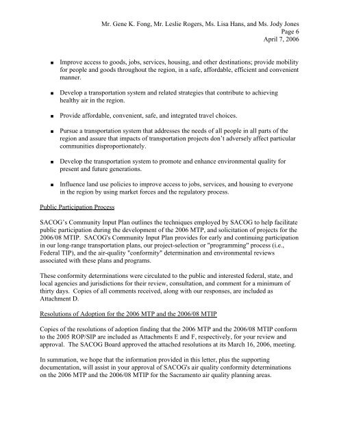 SACOG Conformity Determination