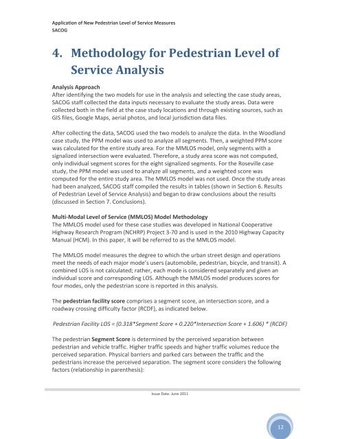 Application of New Pedestrian Level of Service Measures - sacog
