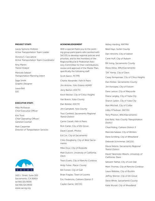 Regional Bicycle, Pedestrian, and Trails Master Plan - sacog