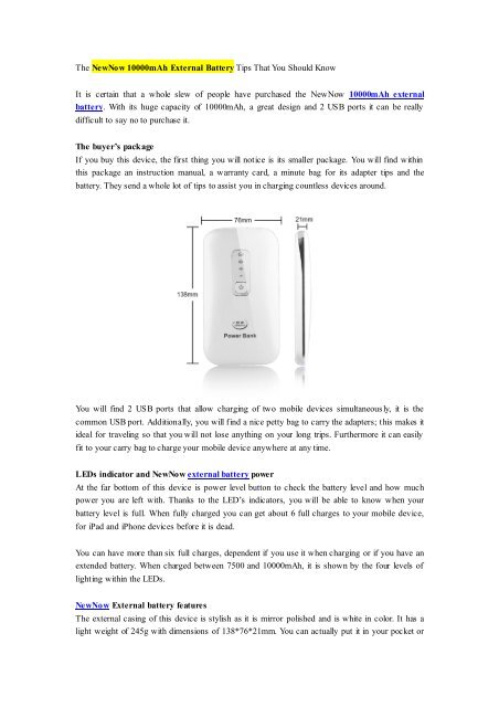 The NewNow 10000mAh External Battery Tips That You Should Know.pdf