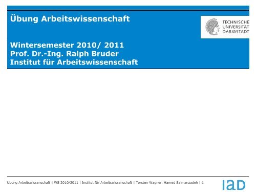 Bewegungstechnische Arbeitsgestaltung - Institut für ...