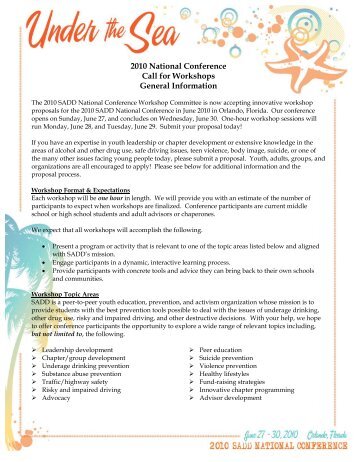 2010 National Conference Call for Workshops General ... - SADD